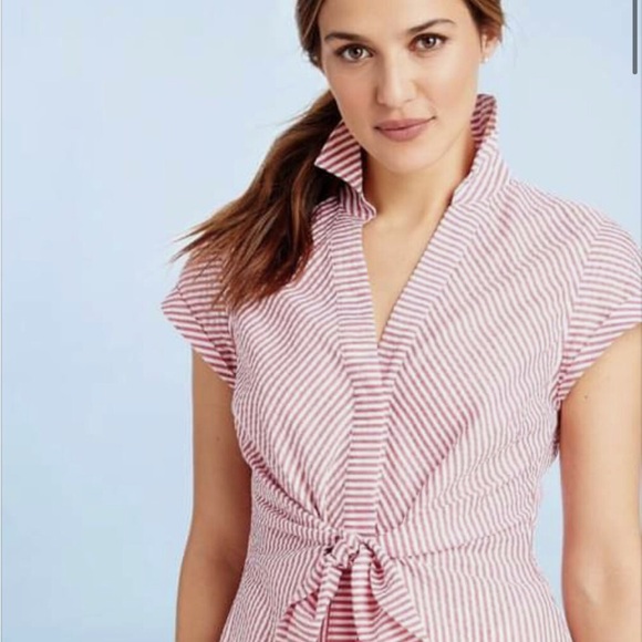 Vineyard Vines Pink and White Seersucker Twist Front Dress - Picture 8 of 14